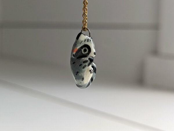 porcelain pendant cute raccoon handmade and unique
