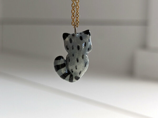porcelain pendant cute raccoon handmade and unique