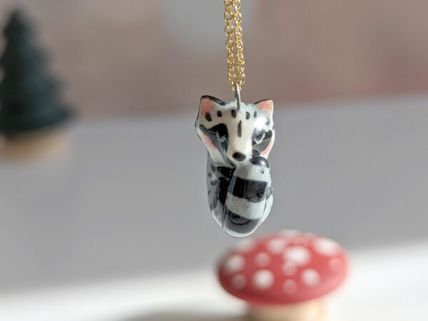 cute raccoon porcelain pendant