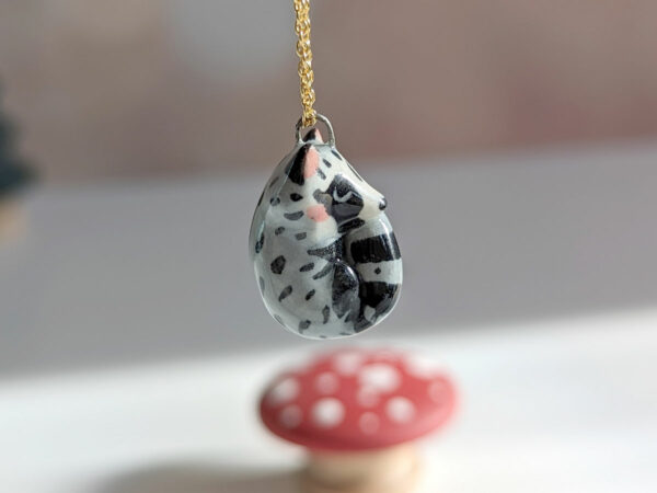 cute raccoon porcelain pendant