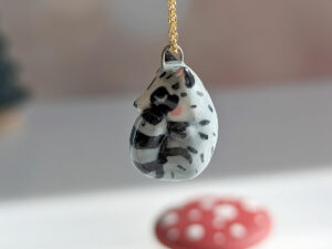 cute raccoon porcelain pendant