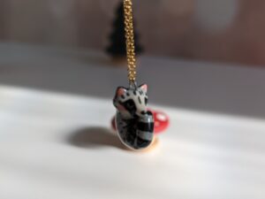 cute raccoon porcelain pendant