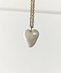 cute white porcelain heart pendant with pink cheeks