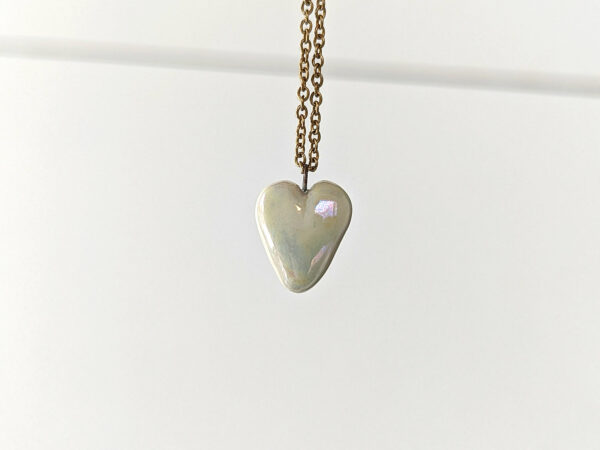 cute white porcelain heart pendant with pink cheeks
