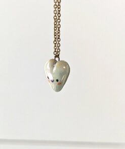 cute white porcelain heart pendant with pink cheeks