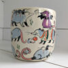 big planter with 32 cute opossums, hand painted and one of a kind,