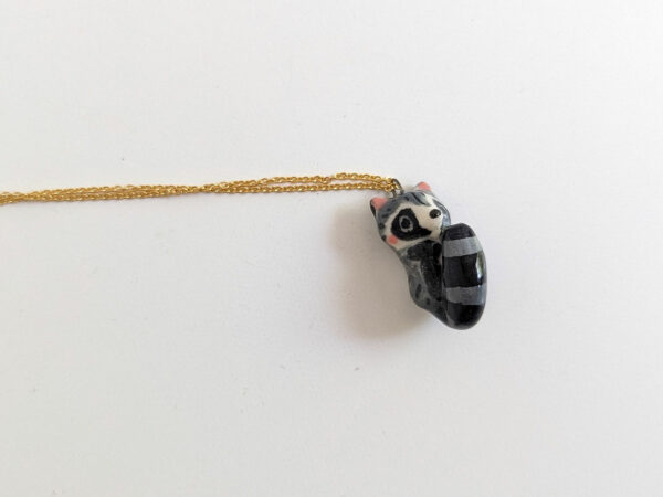 cute raccoon porcelain pendant