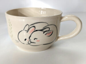 tea cup white bunnies