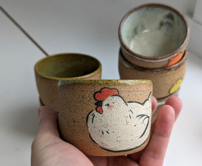 hen and chick speckled tumbler