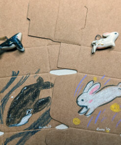 Bunny and whale pendants