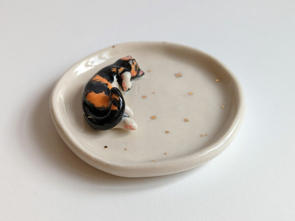 calico cat jewelry dish