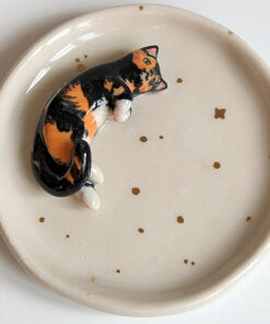 calico cat jewelry dish