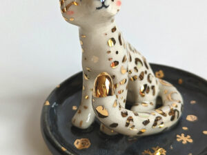 snow leopard jewelry dish