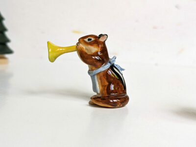 chipmunk trumpet apron porcelain figurine