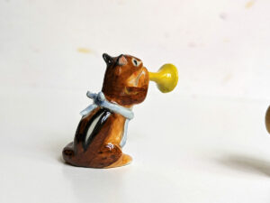 chipmunk trumpet apron porcelain figurine