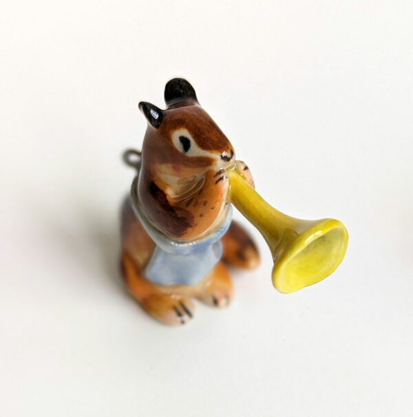 chipmunk trumpet apron porcelain figurine