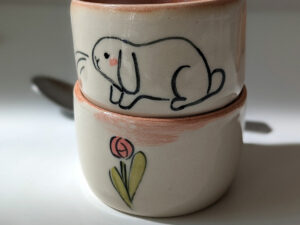 cute bunny handmade tumbler porcelain