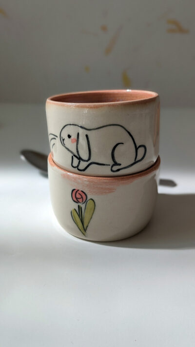 cute bunny handmade tumbler porcelain
