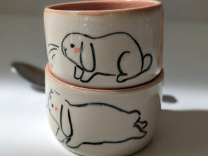 cute bunny handmade tumbler porcelain