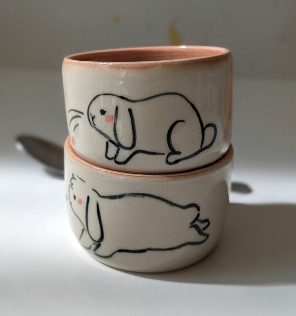 cute bunny handmade tumbler porcelain