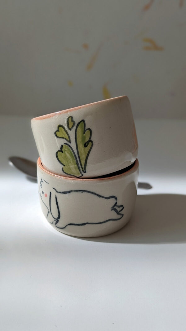 cute bunny handmade tumbler porcelain