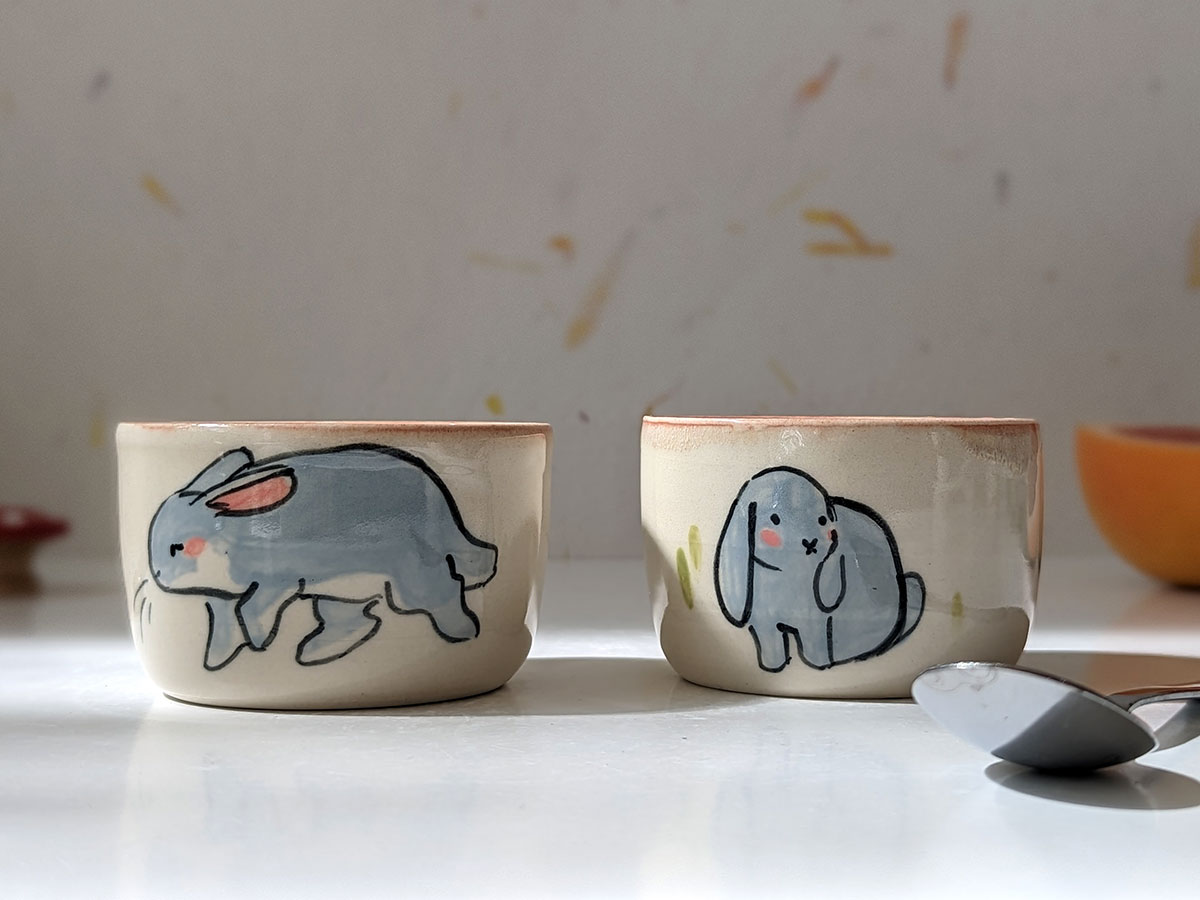 cute bunny handmade tumbler porcelain