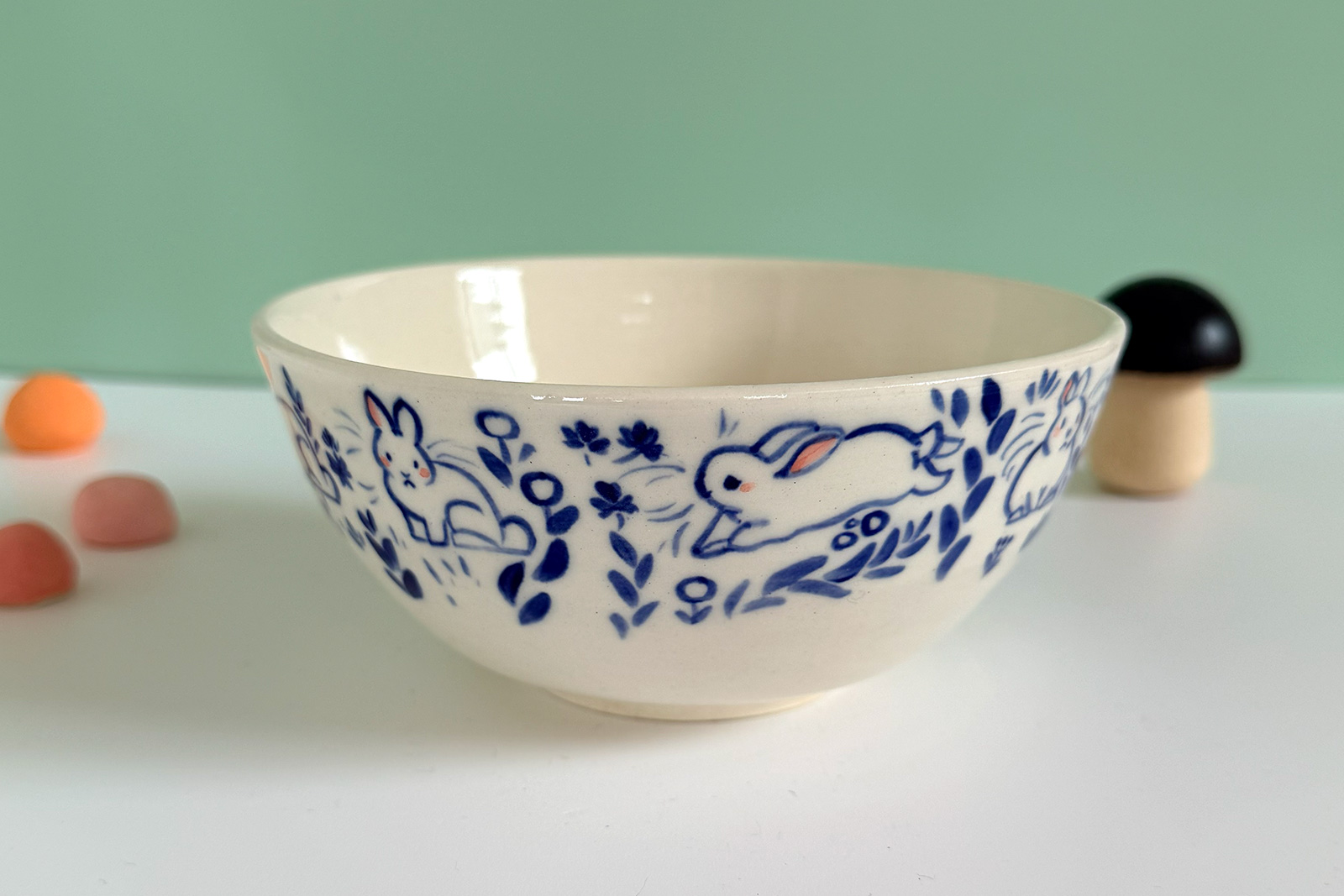 Alternative view of Bowl - Blue Bunnies
