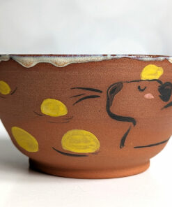 capybara red stoneware bowl with citrus bath