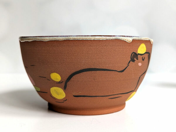 capybara red stoneware bowl with citrus bath