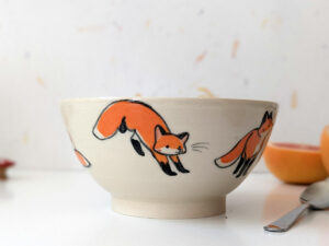 handmade cute fox bowl