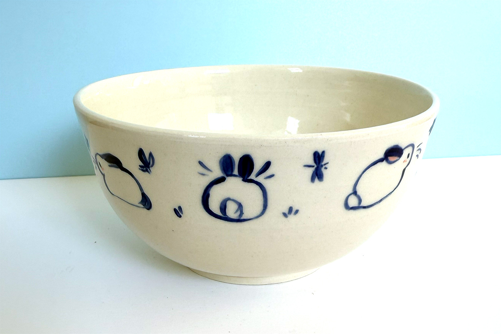 Alternative view of Bowl - Blue Bunnies