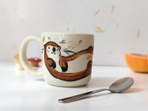 adorable otter mug one of a kind handmade kness