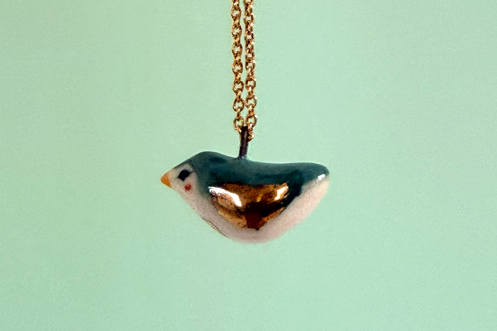 Alternative view of Porcelain Pendant - Cute round birbs