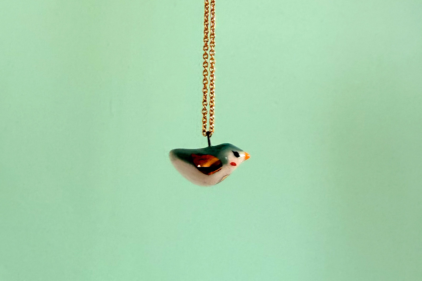 Porcelain Pendant - Cute round birbs