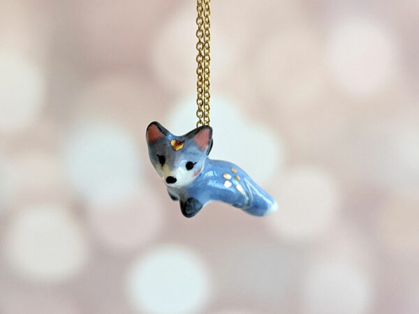 porcelain pendant blue fox