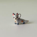 porcelain pendant blue fox cute handmade