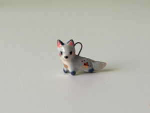 porcelain pendant blue fox cute handmade