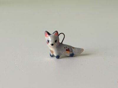 porcelain pendant blue fox cute handmade