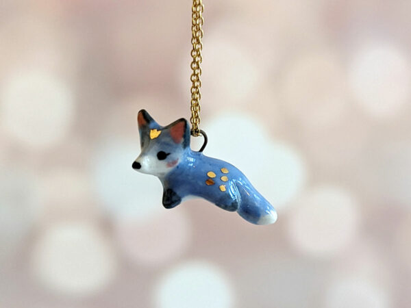 porcelain pendant blue fox