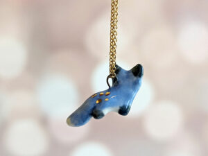 porcelain pendant blue fox