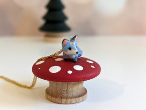 porcelain pendant blue fox