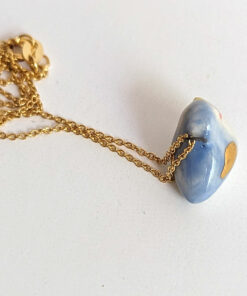 cute bird pendant round blue
