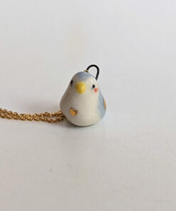 cute bird pendant round blue