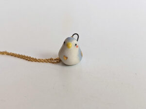 cute bird pendant round blue