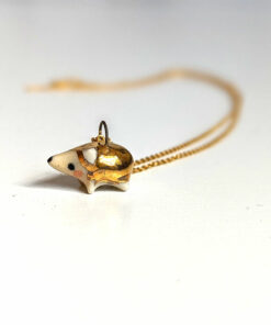 porcelain gold cute hedgehog pendant
