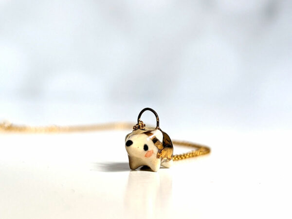 porcelain gold cute hedgehog pendant
