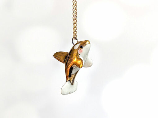 porcelain gladis the orca pendant with gold