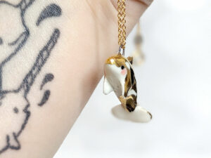 porcelain gladis the orca pendant with gold