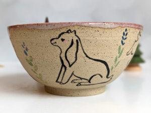 goat kids speckled bowl