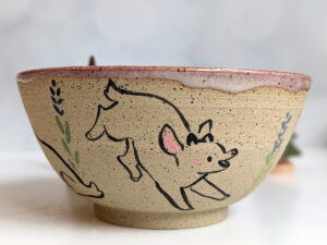 goat kids speckled bowl